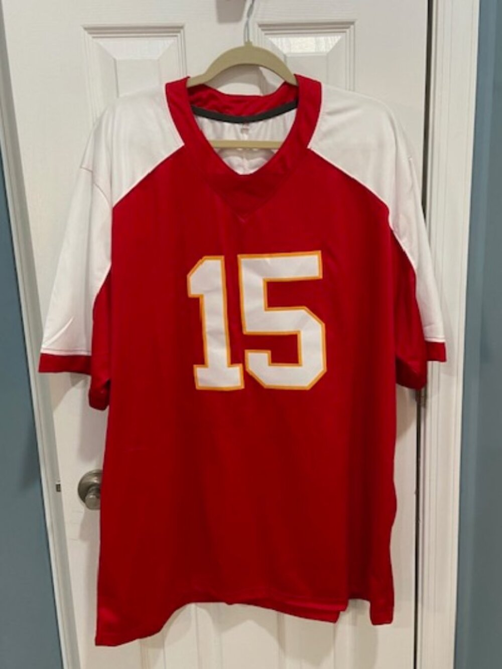 Mahomes KC Red and white jersey